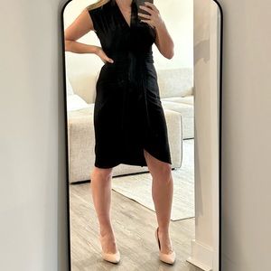 Max & Cleo Super Sexy Beautiful Little Black Dress Faux Wrap Body con Size S